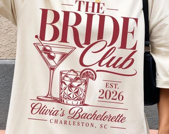 Custom Bachelorette Shirt | The Bride Club Cocktail Weekend Tee | Personalized Bridal Party Gift