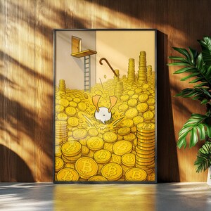 Bitcoin Money Storage Poster – Crypto Wall Art Duck XXL | Funny Finance Art up to A0 | Crypto Art Print