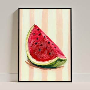 Watermeloenposter XXL – Fruitwanddecoratie in acrylstijl | Zomerdecoratie tot A0-formaat | Wanddecoratie voor de keuken