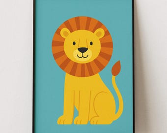 Lion Poster for Kids' Room | Safari Animal Wall Art | Nursery Decor | Jungle Motif | Baby Shower Gift