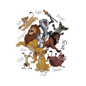 Signatures des personnages du Roi Lion Disney, Animal Kingdom Safari Mode Citations de Hakuna Matata png, Let's Get Wild, WDW Cadeaux de voyage en famille