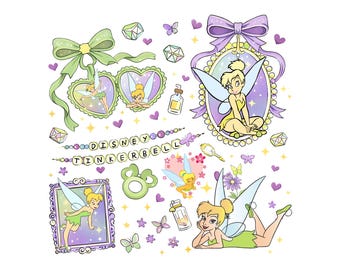 Coquette Tingeling png, söta rosetter Disney-älvor png, Peter Pan Tingeling png, preppy Disney-flickresa-present, Epcot-semester png