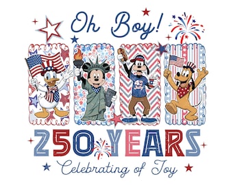 PNG retro de Disney del 4 de julio, PNG patriótico de Mickey y sus amigos, PNG del Día de la Independencia de EE. UU., PNG de celebración de 250 años, PNG de vacaciones de Disney