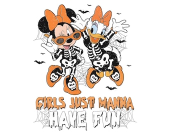 Disney Minnie y Daisy Halloween Png, Disney Besties Disney Girl Trip Vintage Halloween Png, Minnie Bruja Calabazas Png, Halloween 2026 Png