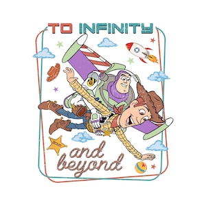 Vintage To Infinity and Beyond Png, Buzz Lightyear Woody Png, Toy Story Land 2026 Png, Camiseta de viaje a Disneyland Png, Personajes de Toy Story