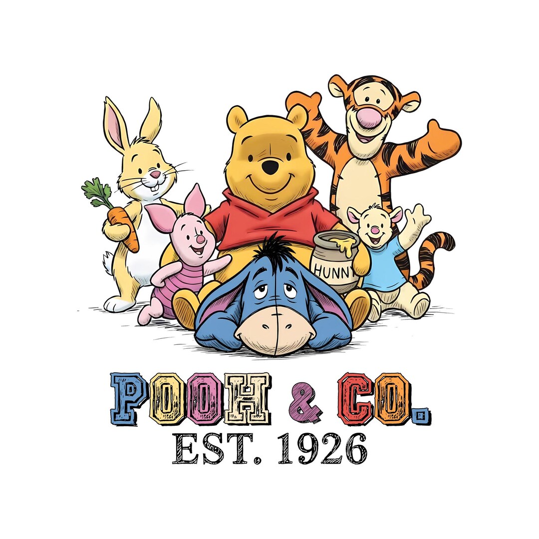 Retro Winnie the Pooh and Friends Png, Pooh Co 1926 Vintage Disney Png ...