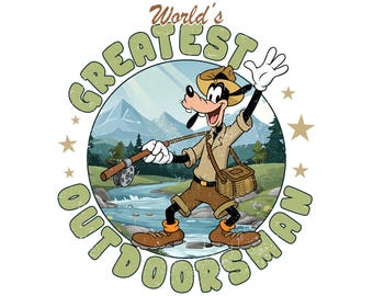 Disney Goofy Movie Love Fishing World'S Greatest Out Doorsman PNG, Día del Padre PNG, Camiseta familiar de Disneyland, Walt Disney PNG