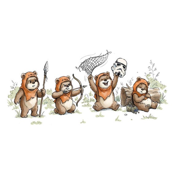 Star Wars Ewok Emotions PNG, Vintage Washed Cute Ewok Png, Perfect for Galaxy's Edge Trips, Digital Download