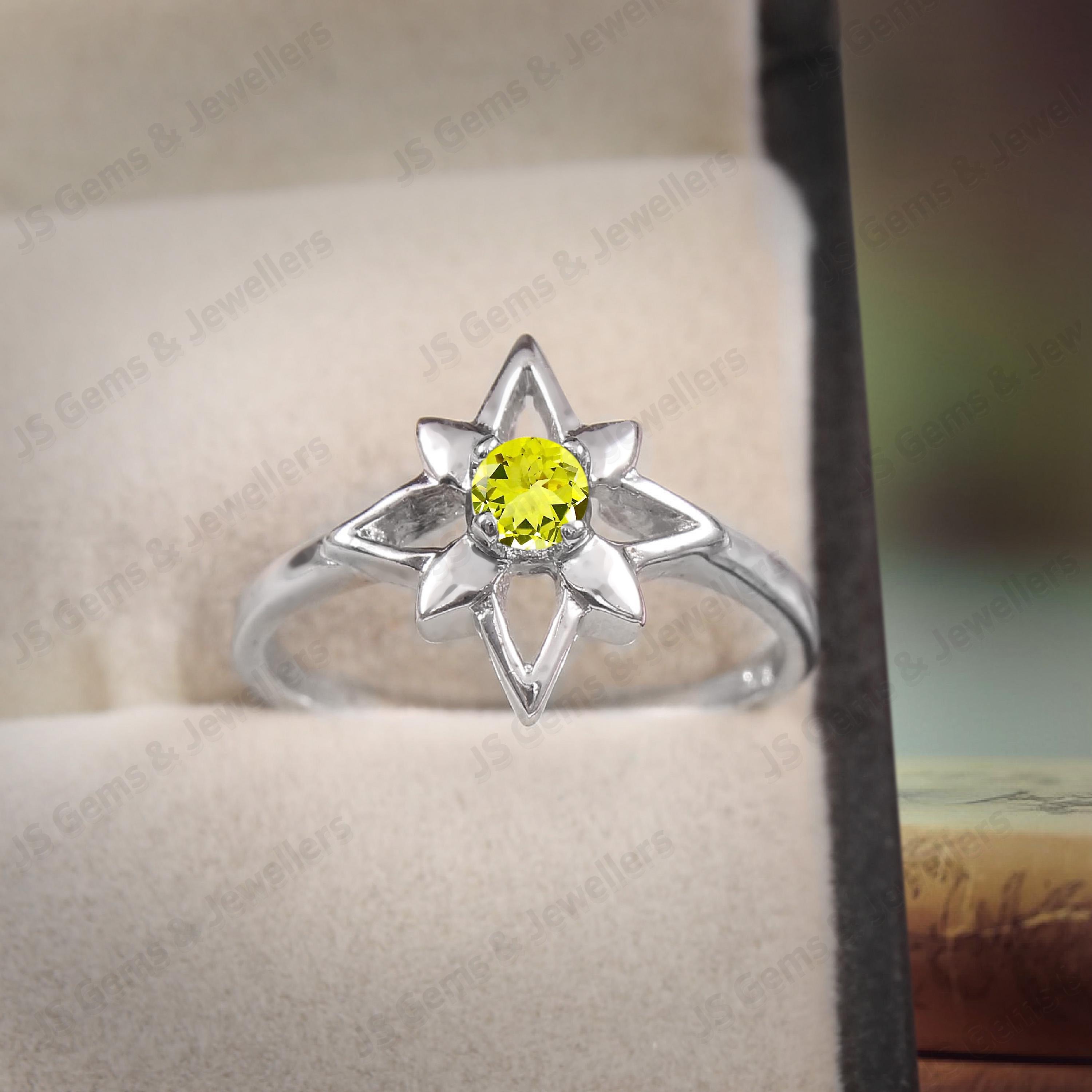 天然レモンクォーツリング、925スターリングシルバー、ハンドメイド6