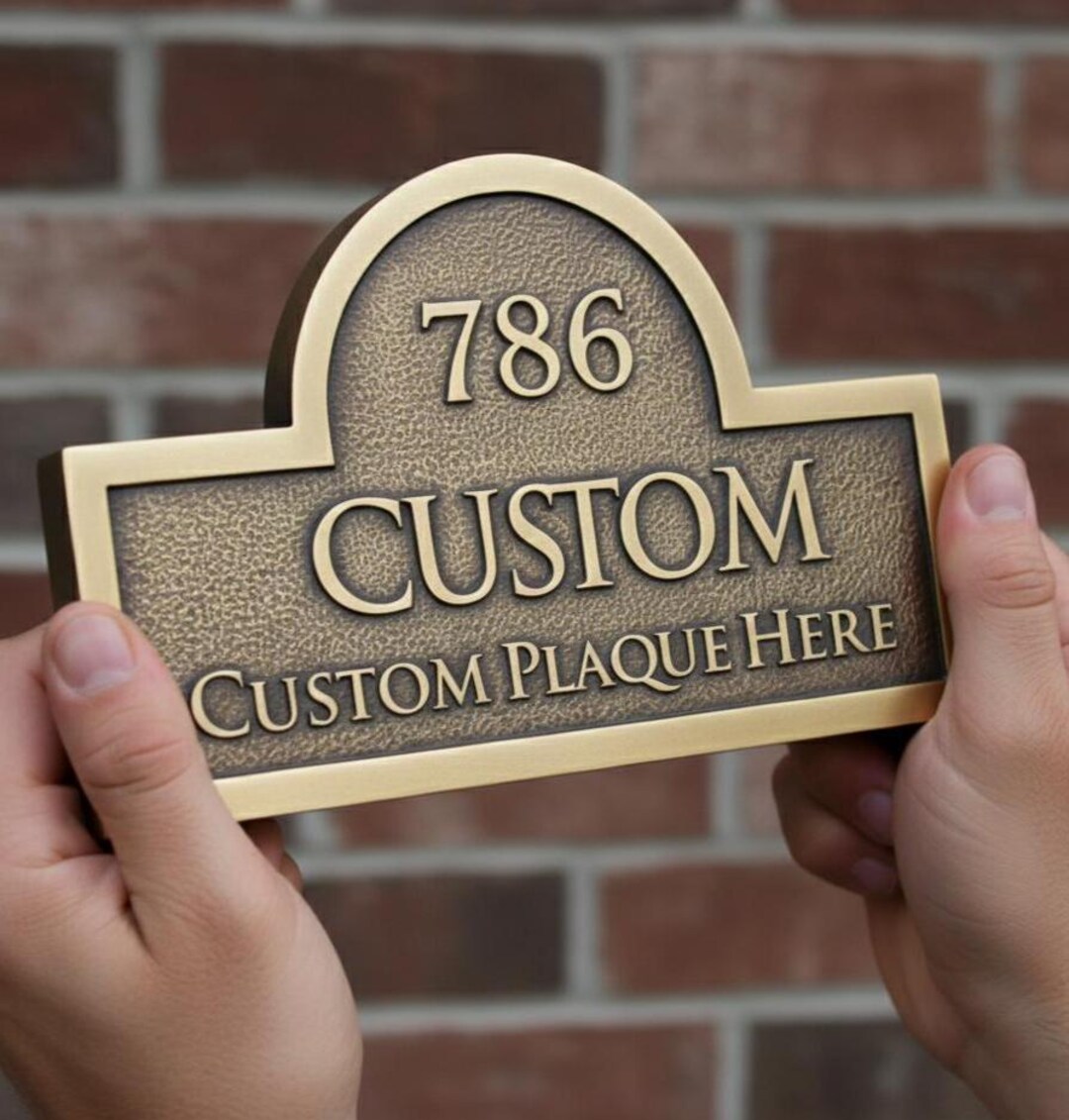 Custom Brass House Number Plaque, Personalized Address Sign for Home ...