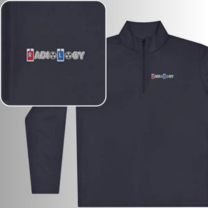 Logos radiologiques avec lettrage zippé sur un quart de tour | Vêtements de travail pour radiologie
