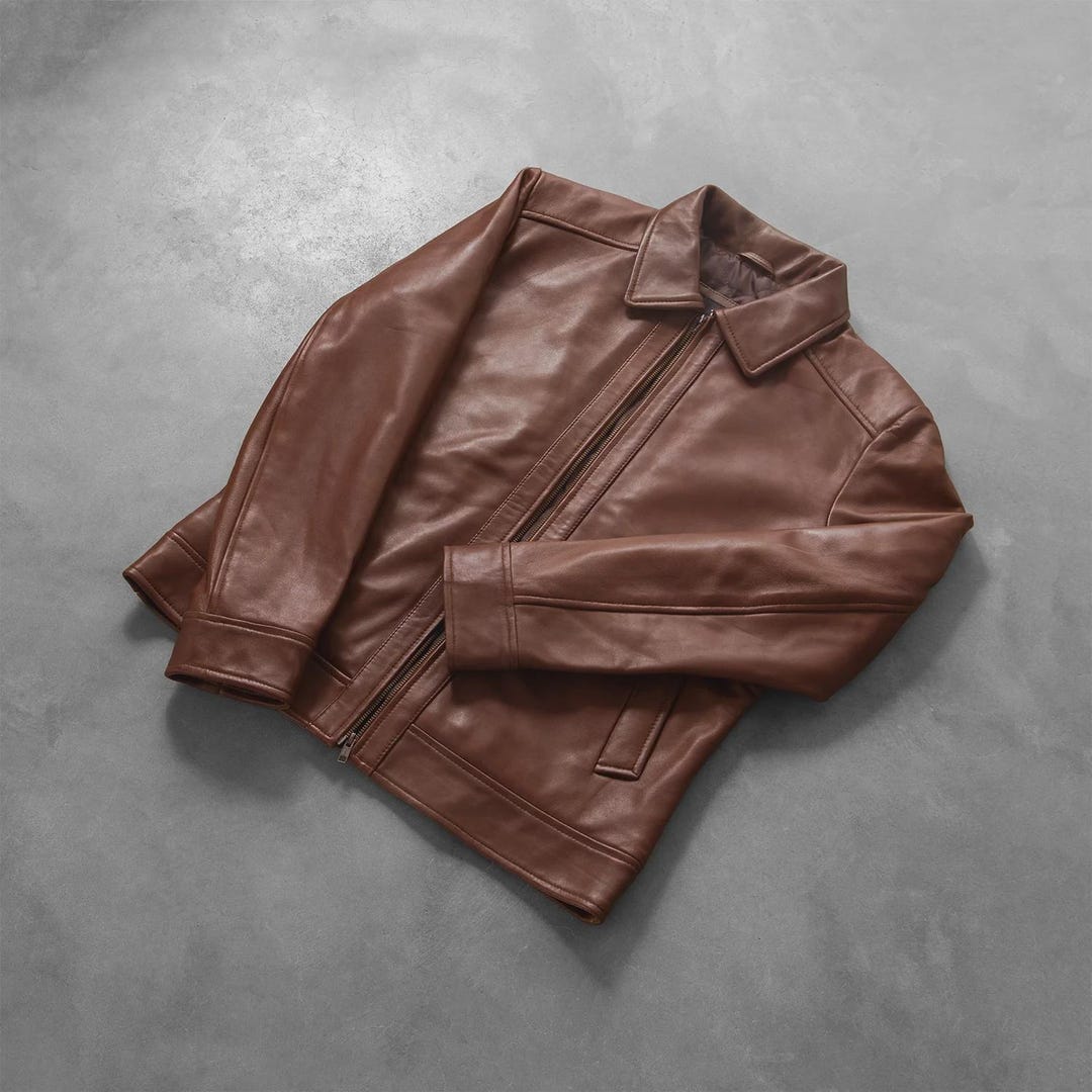 Handmade Distressed Leather Biker Jacket for Men – Vintage Motorcycle ...