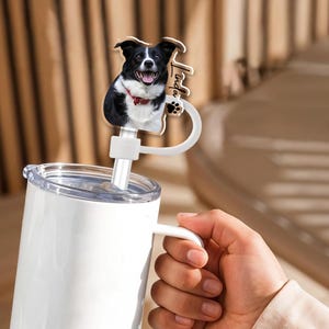Personalized Your Dog Cat Photo Stanley Straw Topper, Stanley Cup Accessories, Drink Cup Straw Cover, Stanley Topper Pet Photo, Dog Mom Gift