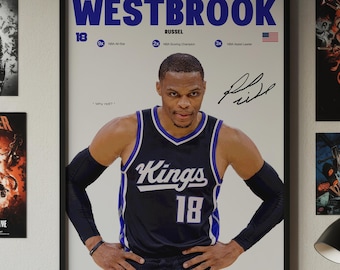 Russell Westbrook Poster, NBA Wall Print, Basketball Digital Download, NBA Poster Print, Sports Decor, OKC Poster, Basketball Gift