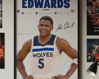 Anthony Edwards Poster, NBA Wall Print, Basketball Digital Download, NBA Poster Print, Sports Decor, Minnesota Timberwolves Poster, NBA Gift