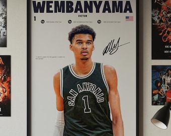 Victor Wembanyama Poster, NBA Rookie Wall Art, Basketball Digital Print, Spurs Superstar Art, Sports Decor Gift