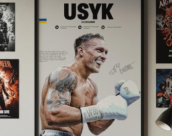 Oleksandr Usyk Poster, Boxing Wall Art, Champion Fighter Print, Digital Download, Ukrainian Decor, Sports Room Art, Usyk Gift Idea