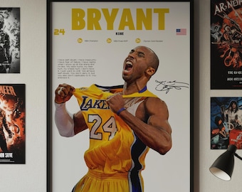 Kobe Bryant Poster, Basketball NBA Gift, NBA Poster Print, Sports Decor, Lakers Poster, Basketball Digital Download