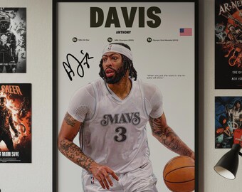 Anthony DavisPoster, NBA Basketball WallArt, Digital Download, Dallas Champion Print, NBA Printable, Athlete Decor Gift