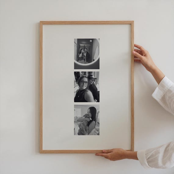 Personalised Photo Print, Custom Black & White Photo Collage, 3 Photo Memory Print, Custom Picture Gift, Couple Gift, Family Photo Print
