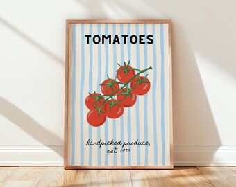 Tomato Wall Art, Retro Kitchen Decor, Minimalistic Kitchen Poster