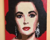 Elizabeth Taylor portrait made from thousands of beads