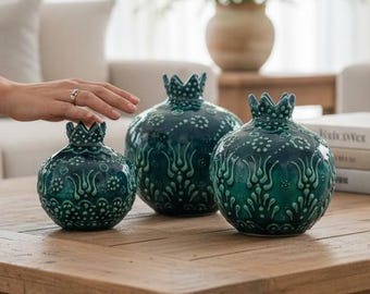 Handgemachtes Granatapfel Keramik Set 2025 - Geschenk für Mama - Muttertagsdekor 2025 - Symbolischer Akzent für Ihr Zuhause | 25 Urlaub Verkauf