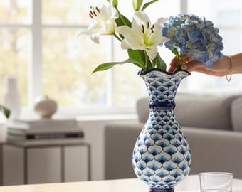 Einzigartige handgefertigte Hyazinthenvase - 30 cm Blumenvase aus Keramik - Wasserdichte türkische Keramik - Einzigartige Geschenkidee für die Feiertage