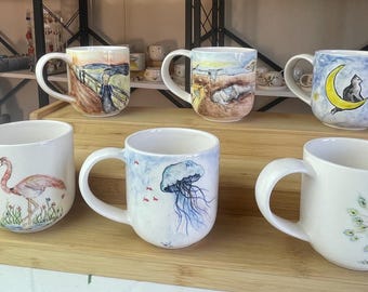 Handgemachte Keramik Espressotasse - Handbemalte künstlerische Kaffeetasse, einzigartige Keramik Espressotasse