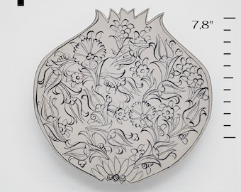 Handgemachte Keramik Granatapfel Teller | Malen Sie Ihre eigene Keramik | Unglasierte türkische Fliesenkunst | Weihnachten DIY Geschenk 2025