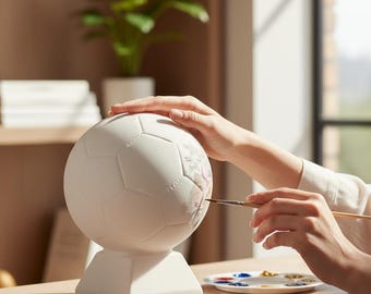 Bemalen Sie Ihre eigene Keramik Fußball Statue – DIY Fußball Geschenk – Handgemachte weiße Keramik – Weihnachten Hobby Handwerk für Kinder & Erwachsene