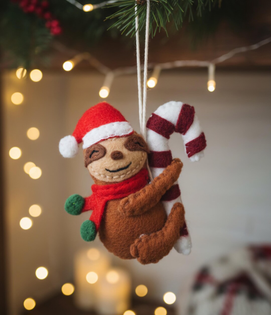 Sloth Cane Felt Sloth Christmas Ornament Pattern PDF - DIY Sewing Tutorial - Cute ...