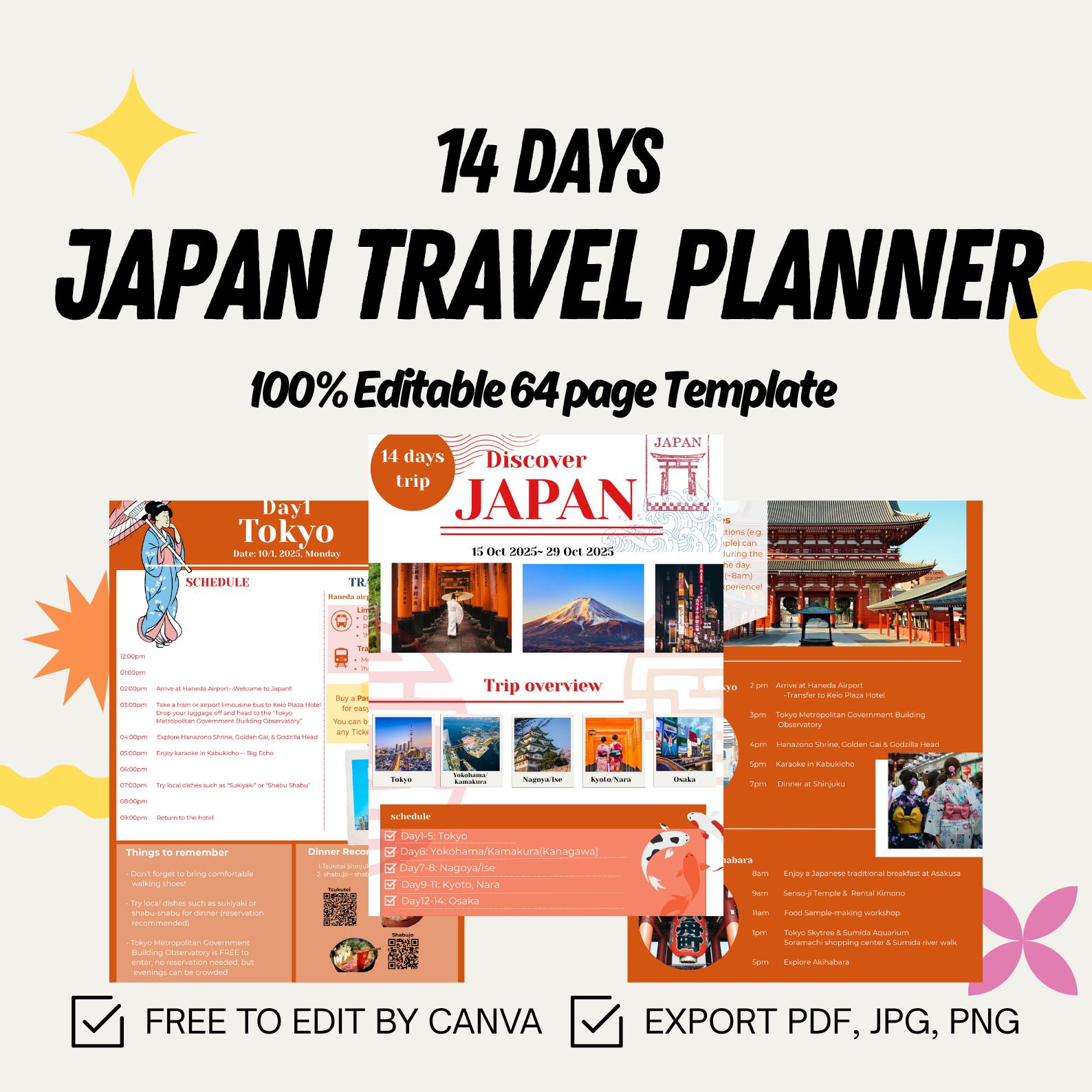 Japan Travel Itinerary 14 Days - Etsy