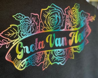 Greta Van Fleet T Blumenlogo Regenbogen 13 ”bügeln auf Folie Vinyls Transfers