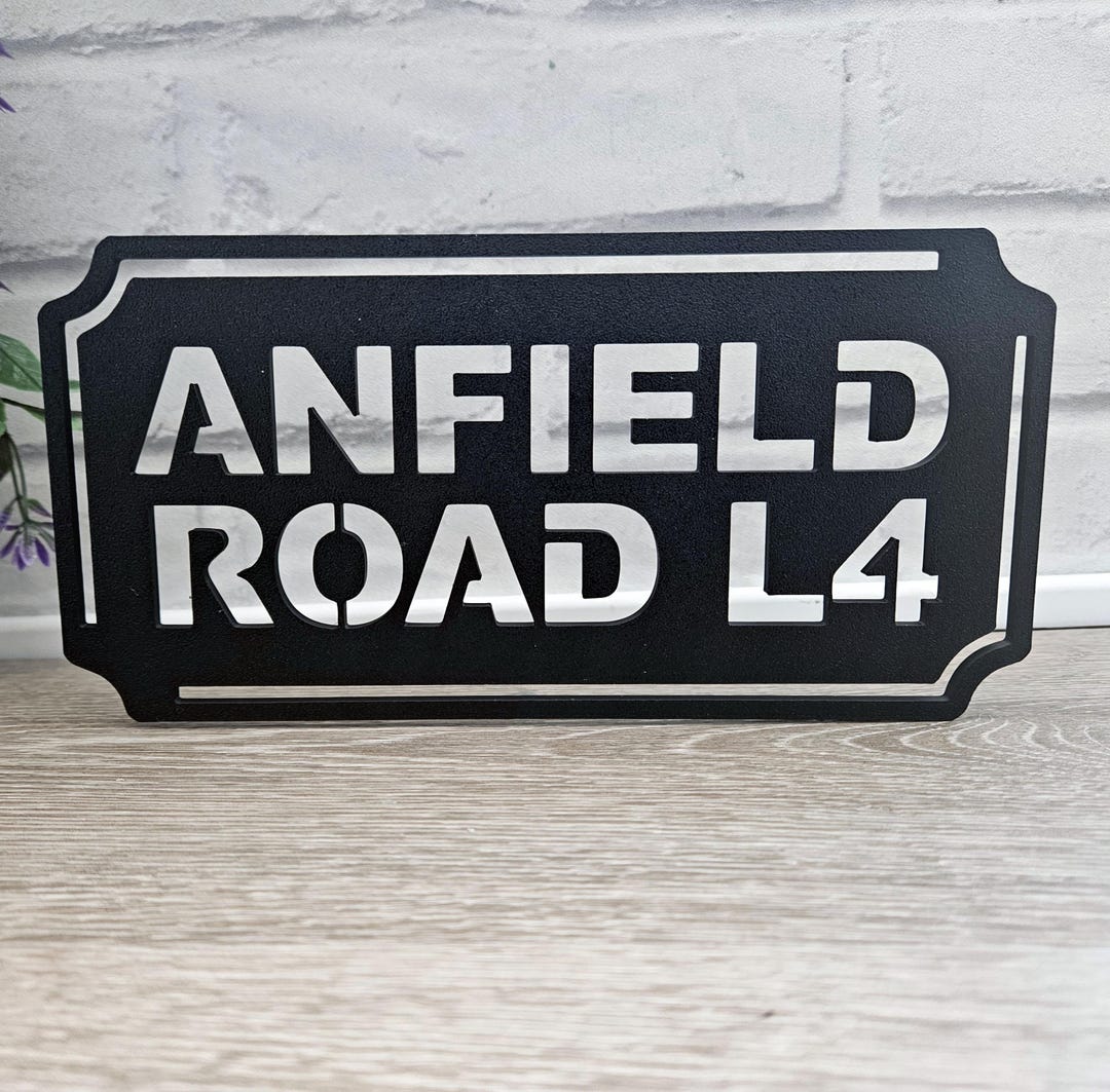 3D Printed Anfield Road Sign: Black Football Decor, Eco-friendly Gift ...