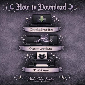 Step by step guide showing how to download and print a dark romance coloring book. Easy instructions for using gothic valentine coloring pages at home or digitally.