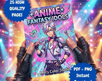Libro para colorear de anime, manga chibi, guerreros (PDF y PNG)