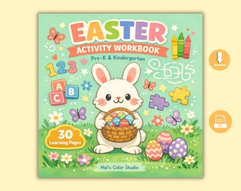 Hojas de trabajo de Pascua para preescolar y jardín de infantes: cuaderno de actividades de Pascua imprimible, laberinto de conteo y rastreo, juegos de "Veo, veo"