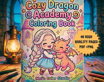 Baby Drache Malbuch PDF PNG für Erwachsene | 40 Mittelalterliche Fantasy mutige Seiten zum Stressabbau | Magische Schuldrachen