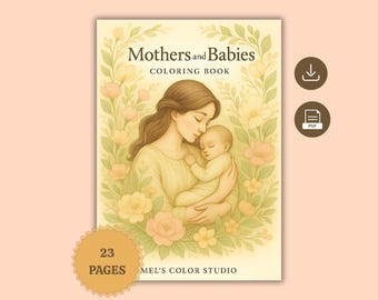 Libro para colorear de madres y bebés / Páginas sobre la maternidad al estilo Art Nouveau (Descarga digital)