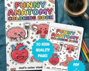 Libro para colorear de anatomía humana / Humor médico, regalo para enfermeras y médicos (PDF-PNG)