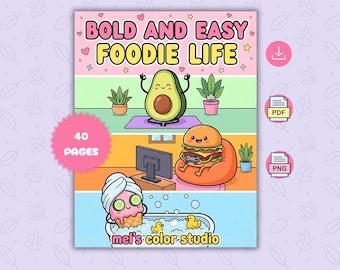 Food and Snacks Coloring Book  – Funny & Bold and Easy Cozy Coloring Pages PDF PNG