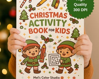 Christmas Activity and Coloring Book for Kids – 30 Fun Printable Pages (A4 and US Letter PDF) – Holiday Games, Coloring Sheets and Gift Card