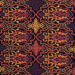 1 Yard Vintage TIMELESS TREASURES Cotton Fabric &quot;MIRAGE&quot; Ornate Braided Mandalas