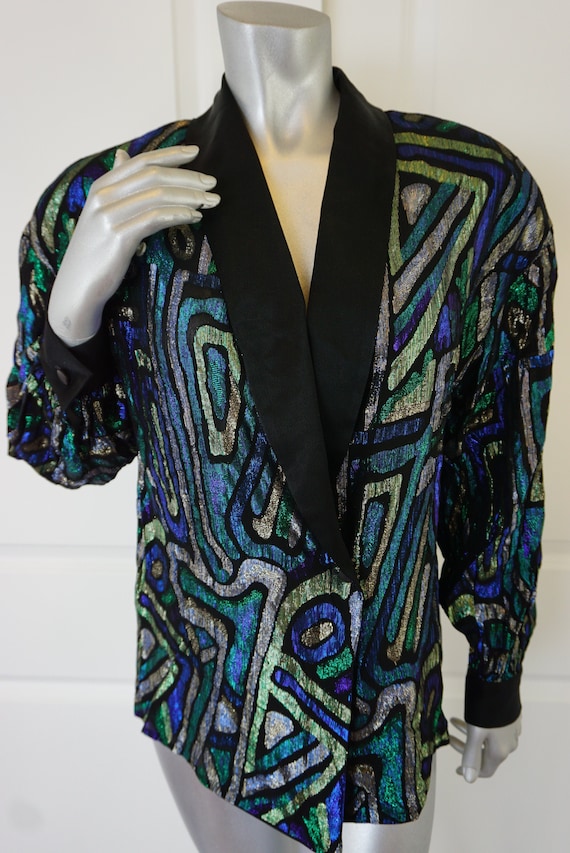 Vintage 1980's Christian Dior Metallic Jacket Blou