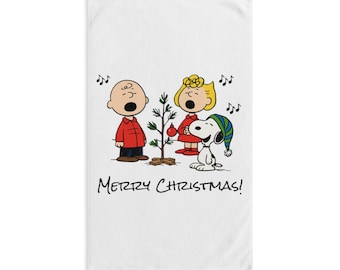 Peanuts Charlie Brown Snoopy Singing Christmas Hand Towel | Holiday Carolers