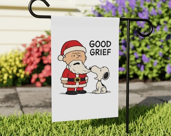 Banner kersttuin, decoratie voor de feestdagen, tuinvlag, feestelijke buitendecoratie, wintervieringen, pinda-thema