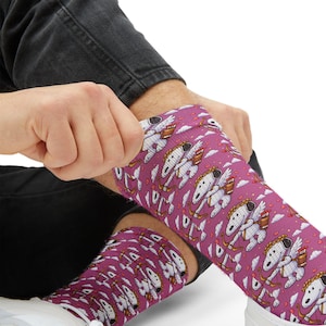 Calzini Snoopy Valentines Cupid Crew / Calzini rosa sublimati