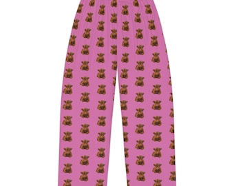 Pantalon de pyjama en houx de Noël avec vache des Highlands