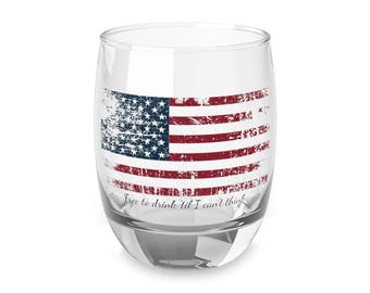 Vaso de whisky con bandera estadounidense / Artículos de bar con estrellas y rayas patrióticas